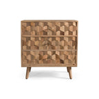 Commode 3 tiroirs en bois de manguier de style Mid-Century Modern