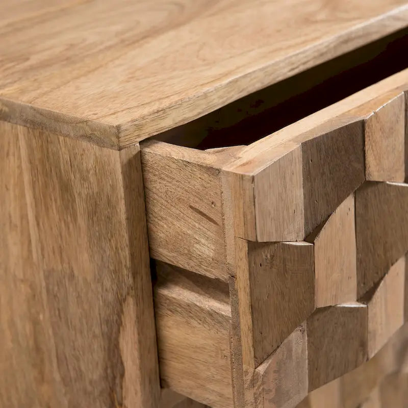 Commode 3 tiroirs en bois de manguier de style Mid-Century Modern