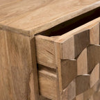 Commode 3 tiroirs en bois de manguier de style Mid-Century Modern