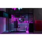 Lit mezzanine en métal avec bureau et rangement à LED