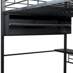 Lit mezzanine en métal avec bureau et rangement à LED