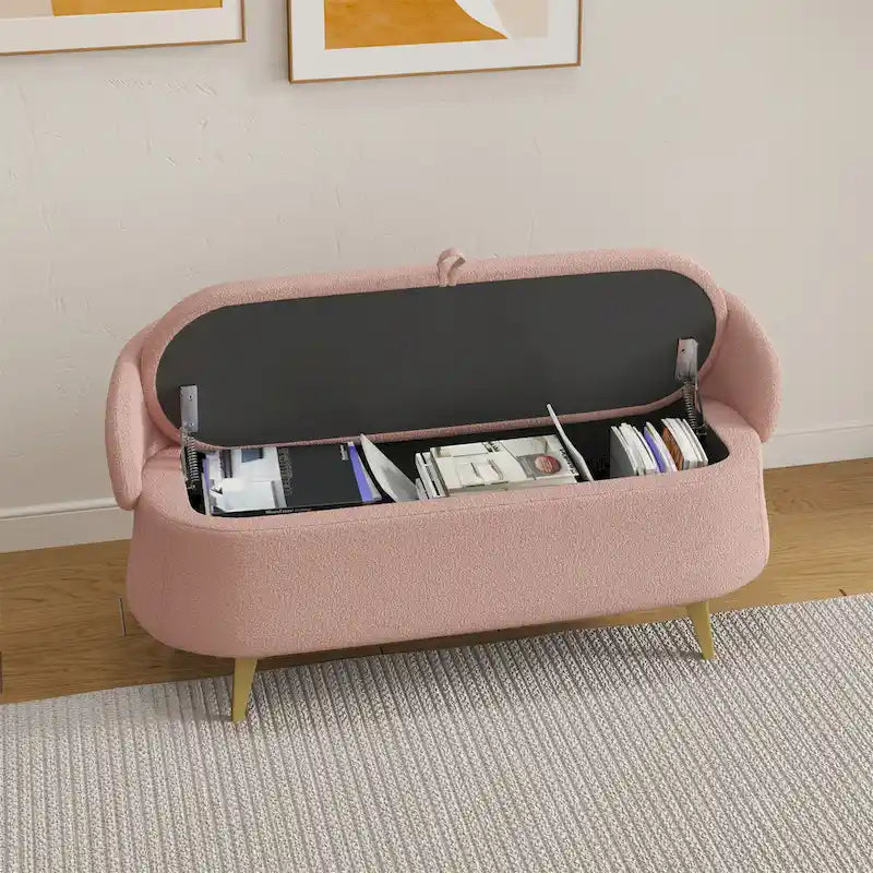 Banc de rangement en polaire bouclette Teddy