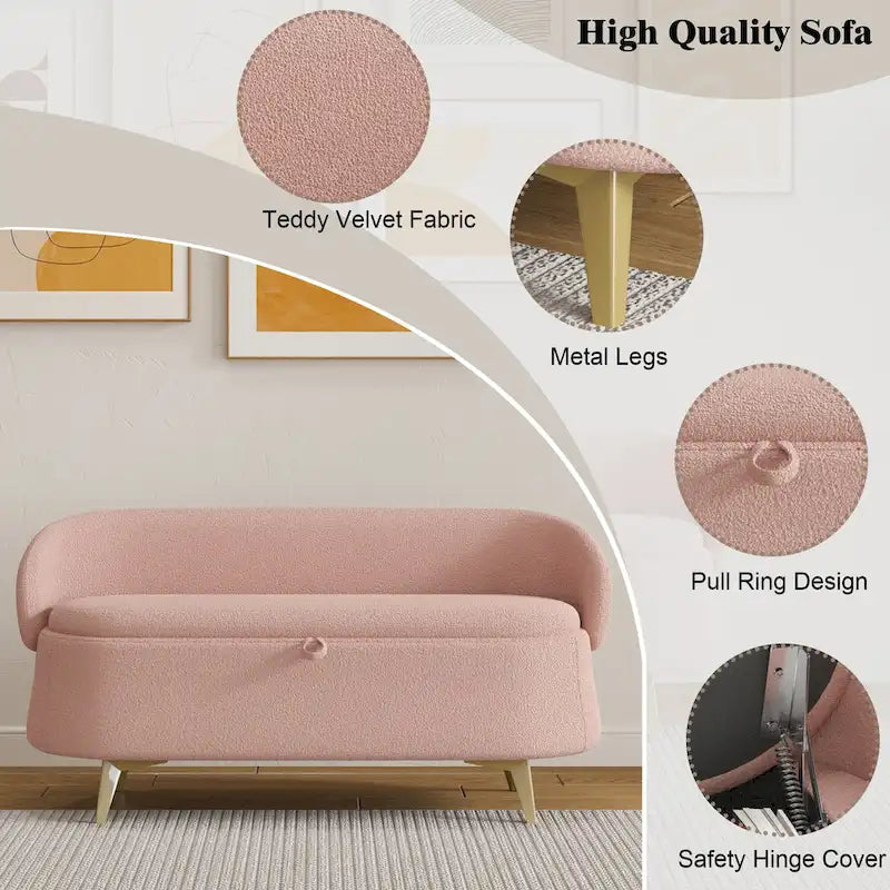 Banc de rangement en polaire bouclette Teddy
