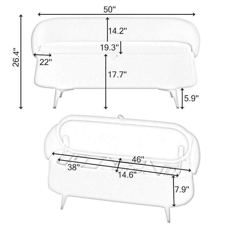 Banc de rangement en polaire bouclette Teddy