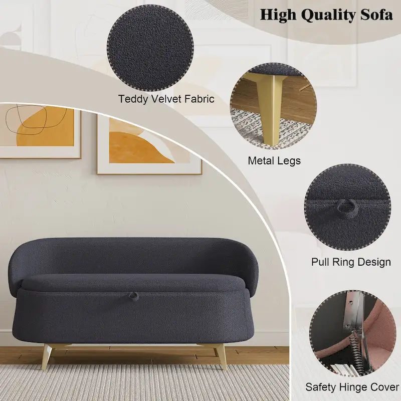 Banc de rangement en polaire bouclette Teddy