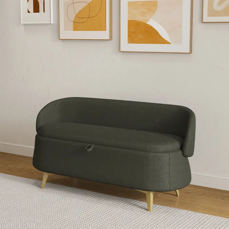 Banc de rangement en polaire bouclette Teddy