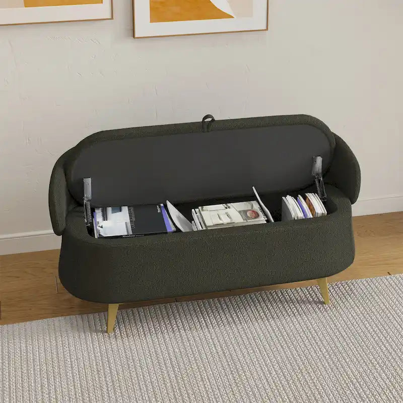 Banc de rangement en polaire bouclette Teddy