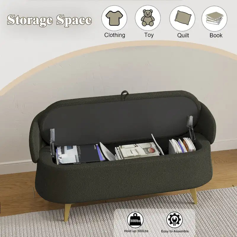 Banc de rangement en polaire bouclette Teddy