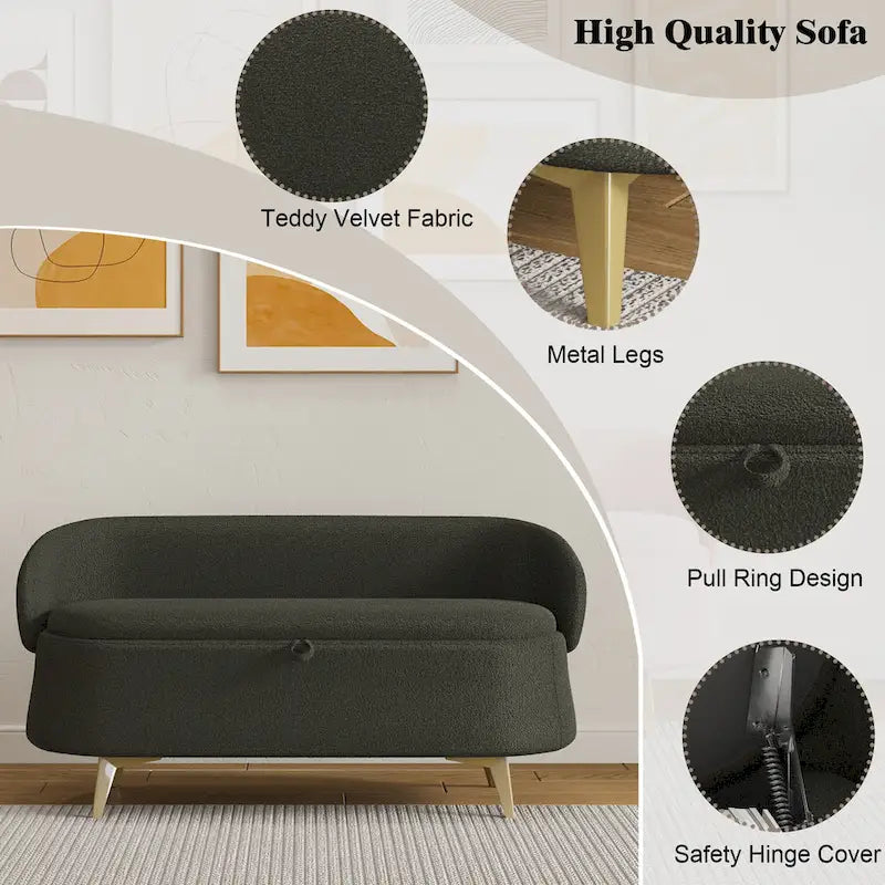 Banc de rangement en polaire bouclette Teddy