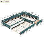 Lit de repos double en forme de L avec lit gigogne, lit de repos rembourré avec tiroir de rangement, lit plateforme double jumeau pour chambre à coucher