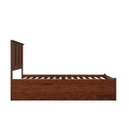 Lit plateforme double avec pied de lit et lit gigogne simple, fini noyer