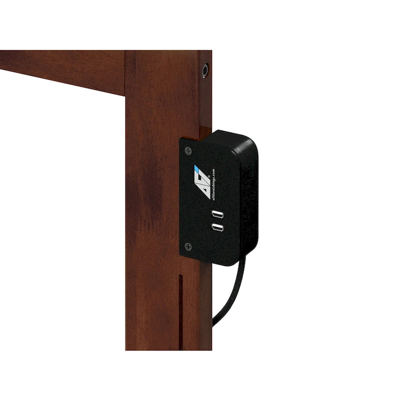 Lit plateforme double avec pied de lit et lit gigogne simple, fini noyer