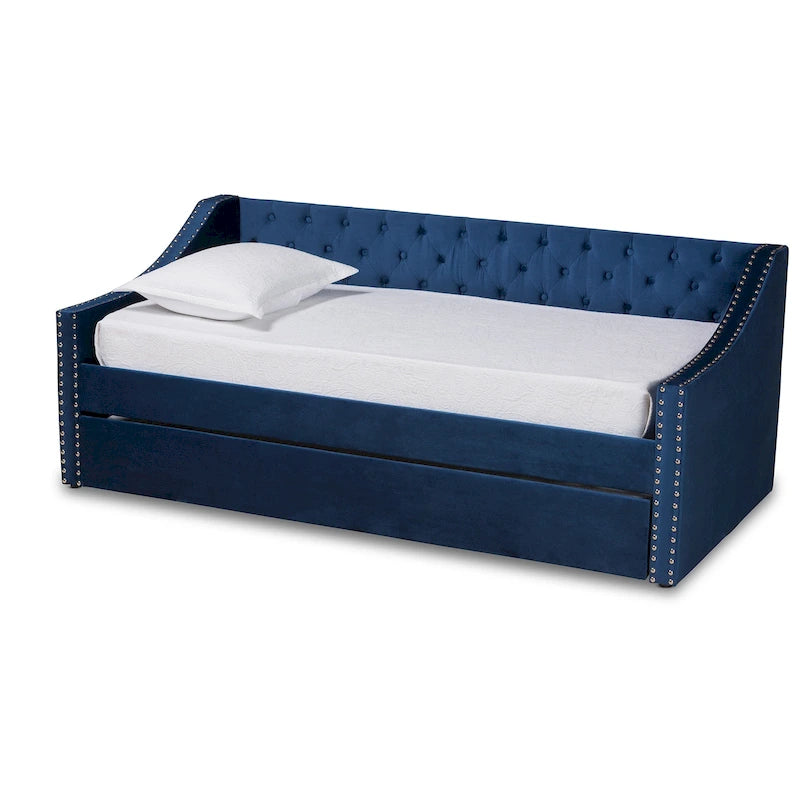 Lit de repos moderne en velours avec lit gigogne, taille double