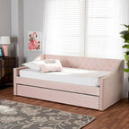 Lit de repos moderne en velours avec lit gigogne, taille double