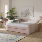 Lit de repos moderne en velours avec lit gigogne, taille double
