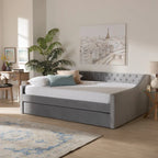 Lit de repos moderne en velours avec lit gigogne, taille double