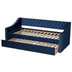 Lit de repos moderne en velours avec lit gigogne, taille double