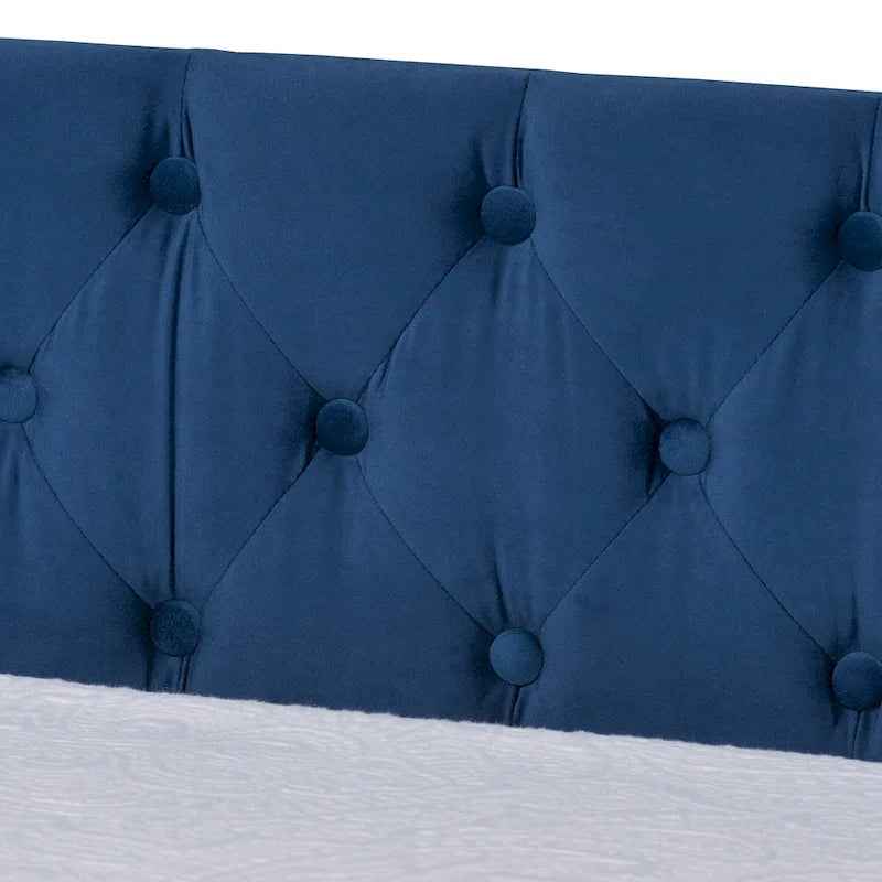 Lit de repos moderne en velours avec lit gigogne, taille double