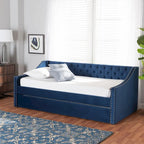 Lit de repos moderne en velours avec lit gigogne, taille double