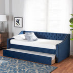 Lit de repos moderne en velours avec lit gigogne, taille double