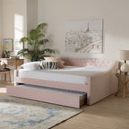 Lit de repos moderne en velours avec lit gigogne, taille double