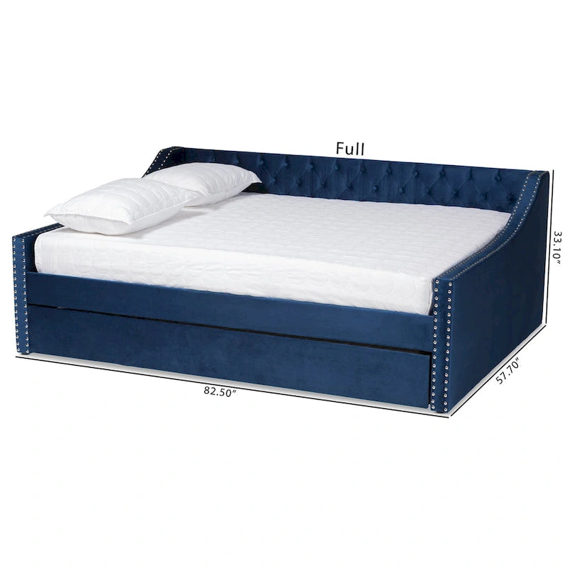 Lit de repos moderne en velours avec lit gigogne, taille double