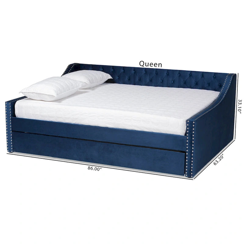 Lit de repos moderne en velours avec lit gigogne, taille double