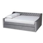 Lit de repos moderne en velours avec lit gigogne, taille double