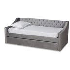 Lit de repos moderne en velours avec lit gigogne, taille double