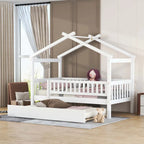 Lit cabane en bois avec lit gigogne double