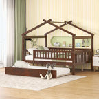 Lit cabane en bois avec lit gigogne double