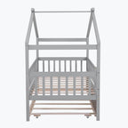 Lit cabane en bois avec lit gigogne double