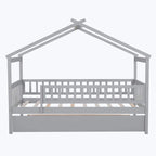 Lit cabane en bois avec lit gigogne double
