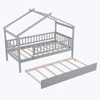 Lit cabane en bois avec lit gigogne double