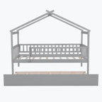 Lit cabane en bois avec lit gigogne double