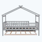 Lit cabane en bois avec lit gigogne double
