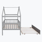 Lit cabane en bois avec lit gigogne double