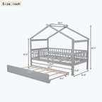 Lit cabane en bois avec lit gigogne double