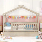 Lit cabane en bois avec lit gigogne double