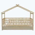 Lit cabane en bois avec lit gigogne double