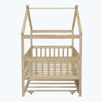 Lit cabane en bois avec lit gigogne double