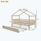 Lit cabane en bois avec lit gigogne double