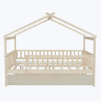 Lit cabane en bois avec lit gigogne double