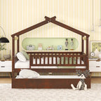 Lit cabane en bois avec lit gigogne double