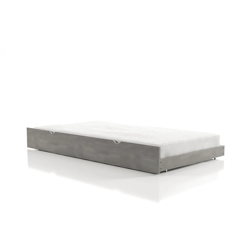 Lit gigogne jumeau en bois massif gris de transition, gain de place