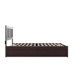 Lit plateforme Queen avec lit gigogne double XL, finition en bois espresso