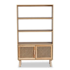 Bibliothèque en bois moderne du milieu du siècle, finition brun naturel