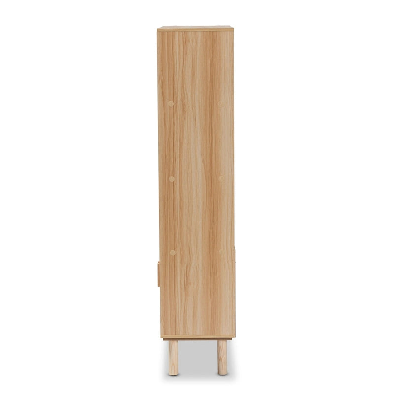 Bibliothèque en bois moderne du milieu du siècle, finition brun naturel