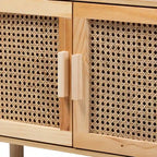 Bibliothèque en bois moderne du milieu du siècle, finition brun naturel