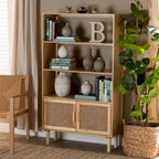 Bibliothèque en bois moderne du milieu du siècle, finition brun naturel
